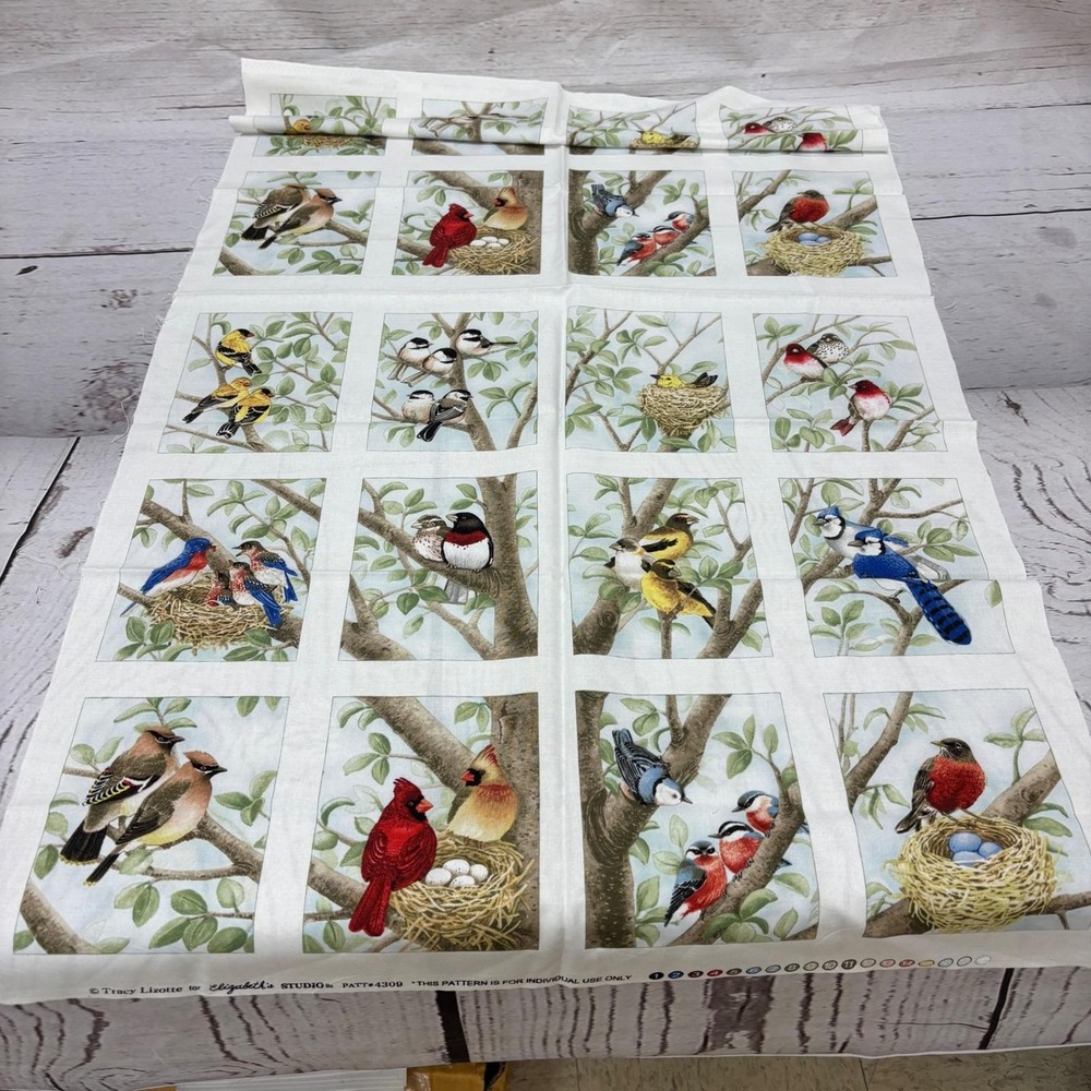 Elizabeths Studio Tracy Lizotte Bird Songbirds Cotton Fabric Panel PATT 4309